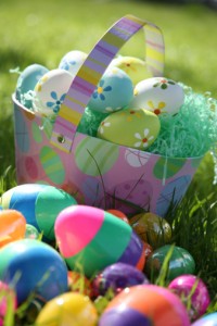 easter basket and eggs