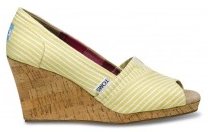 Yellow Nautical Stripe Women's Wedges