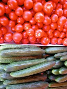 cucumbers and tomatoes