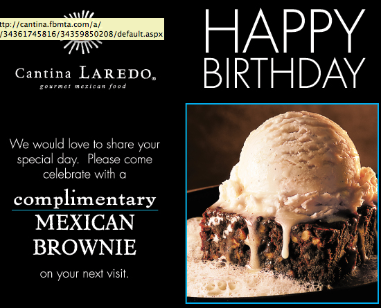Cantina Laredo Birthday Brownie