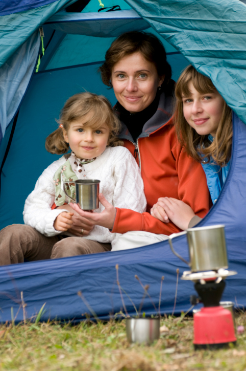 family in tent