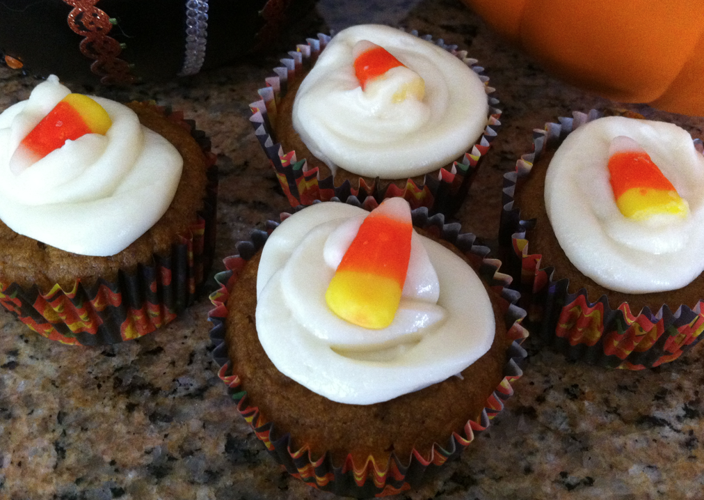 candy corn on cupcake