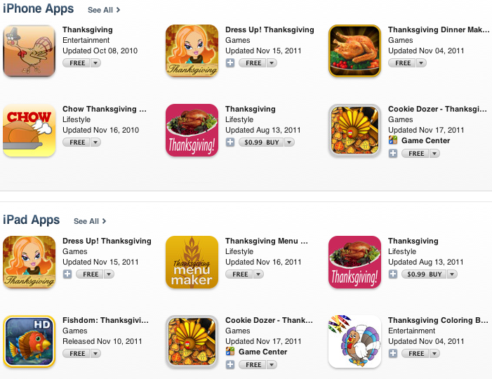 Thanksgiving iphone apps