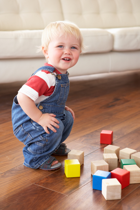 Baby playing with blocks