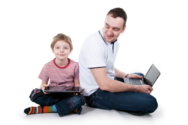 Dad & Son with gadgets