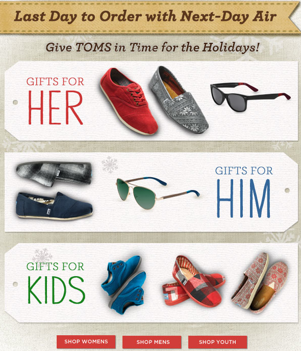 TOMS Shoes Next Day Air Offer