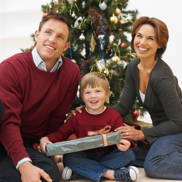 Family opening presents