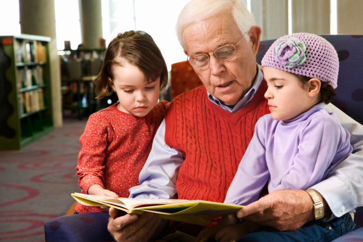 grandpa reading a book