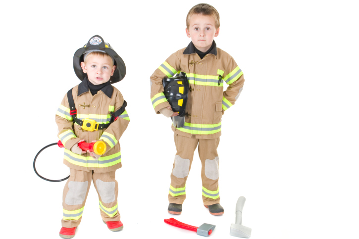 Kids in Fireman's costume