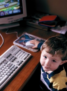 kid using a computer