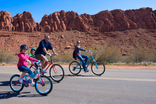 Family riding bike