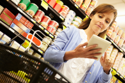 Woman shopping in supermarket