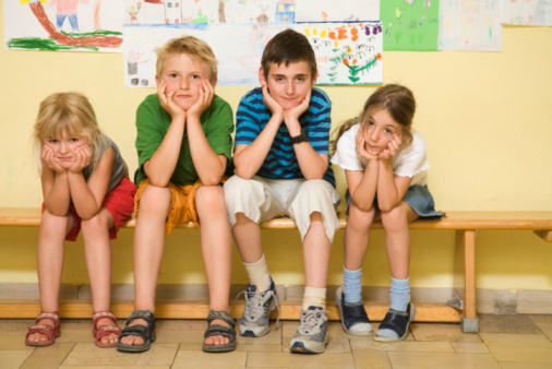 kids on a school bench