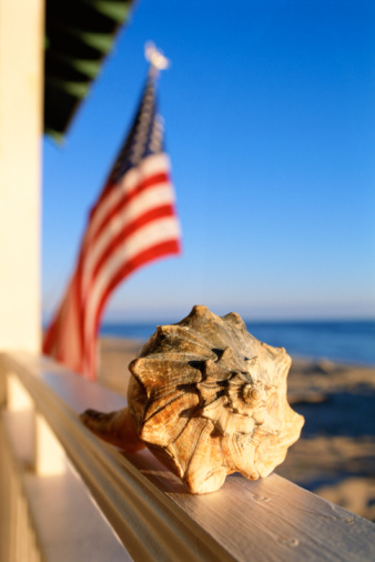 sea shell & american flag