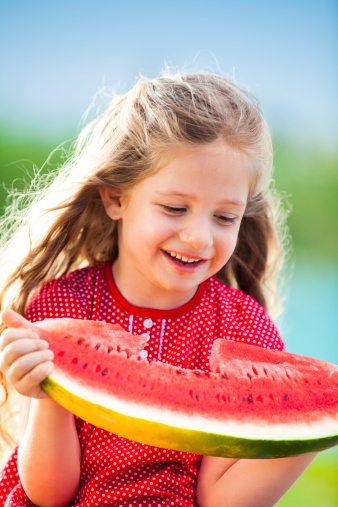 Girl eating watermelon