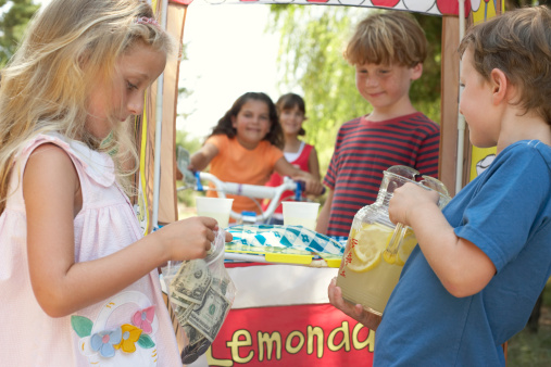 Kids selling lemonade