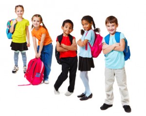Kids wearing backpacks