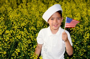 Little girl with american flag