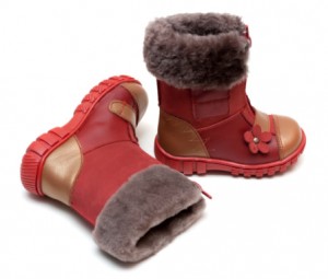 Red baby boots with fur