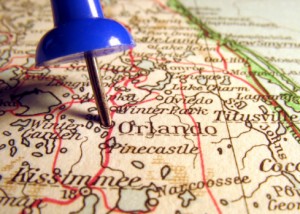 Map of Orlando with a blue pin