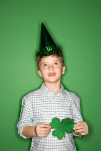Boy with a shamrock and green shirt