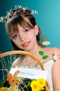 young girl with an easter basket