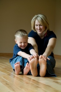 Mother son streching exercise