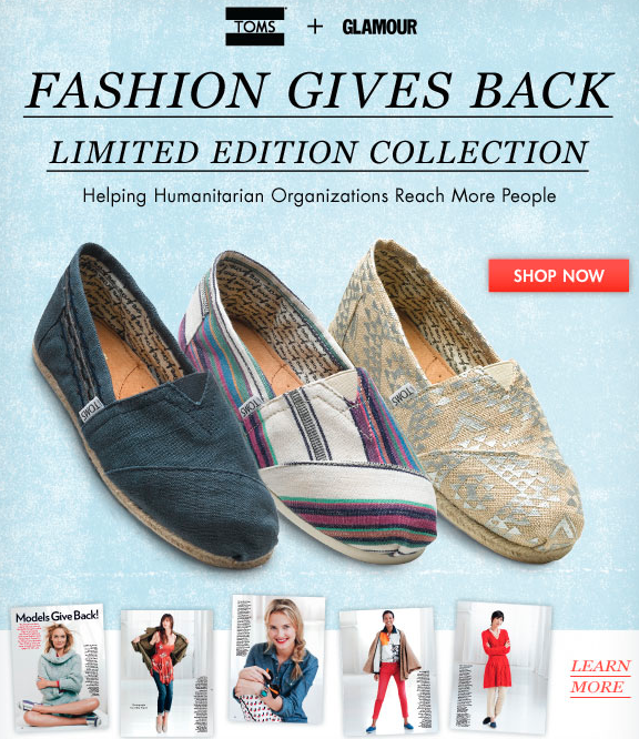 Fashion Gives Back 2011 TOMS Shoes Limited Edition, Glamour Models Give ...